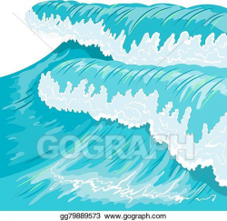 Vector Art - Blue high ocean wave. surge wave. Clipart ...