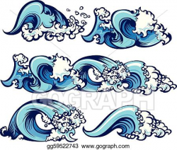EPS Vector - Crashing water waves illustration. Stock ...