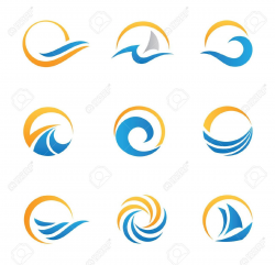 Stock Vector | logos | Sea logo, Waves logo, Sun logo