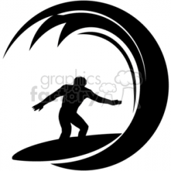 Surfer surfing a huge wave clipart. Royalty-free clipart # 374847