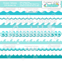 Ocean Wave Borders SVG Cutting Files for Silhouette, Cricut ...