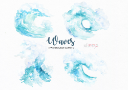Wave clipart. Watercolor clipart #theme#greeting#invitations ...