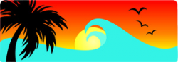 Ocean Clipart Image - Waves on the Ocean and a Hawaiian Sunset