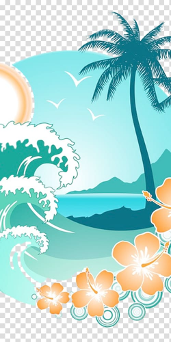 Sea waves and palm tree , Phi Phi Islands Tropical Islands ...