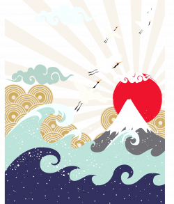 Japan Wave Illustration - Mountain Sun Japanese illustration 3846 ...