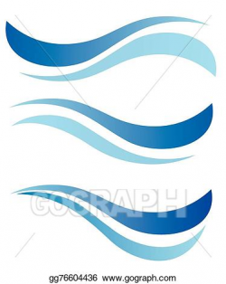 EPS Vector - Water waves design elements set. Stock Clipart ...