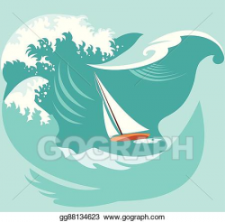 Vector Art - A boat in waves. EPS clipart gg88134623 - GoGraph