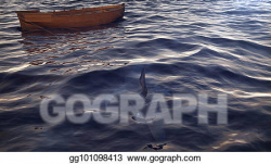 Clipart - Empty boat in ocean waves. Stock Illustration ...