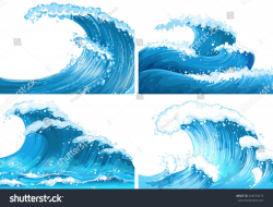 Four scenes of ocean waves illustration | Motivates in 2019 ...