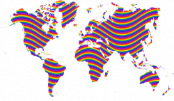 Clipart - Rainbow Waves World Map