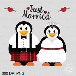 Penguin clipart, Bride and Groom, Wedding Clipart, Printable ...