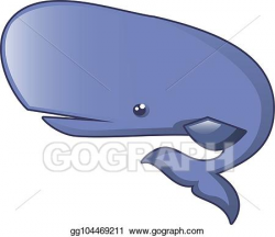 Vector Clipart - Big blue whale icon, cartoon style. Vector ...