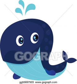 EPS Illustration - Big blue ocean cartoon whale. Vector ...