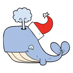 Cartoon Whale Wearing Christmas Hat premium clipart ...