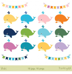 Cute whales clipart, Colorful whales clip art, Baby shower whale, Digital  scrapbook whales, Whale graphics, Whale baby shower clipart