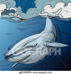 Vector Clipart - Blue whale diving. Vector Illustration ...