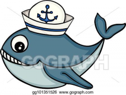 Vector Clipart - Cute whale with sailor hat. Vector ...
