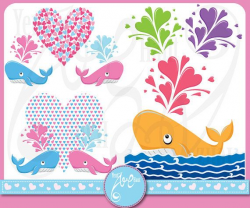 Valentine Clip Art Whale Clip Art Whale with Love by ...
