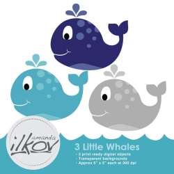 Premium Baby Whale Clipart for Digital Scrapbooking, Crafting, Invitations,  Web Design and More - 3 Little Blue Whales by Amanda