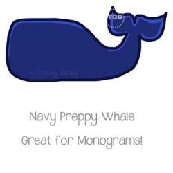 Preppy Navy Whale - Navy whale clip art Printable Tracey Gurley Designs
