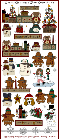Christmas and Winter Clip Art Collection Cute Country ...
