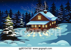 EPS Vector - Cabin in the woods during winter season. Stock ...