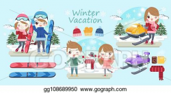 Vector Illustration - Cartoon people travel in winter. EPS ...