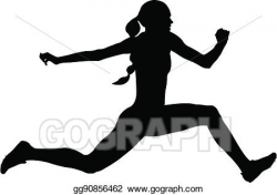 Vector Clipart - Woman athlete jumping triple jump. Vector ...