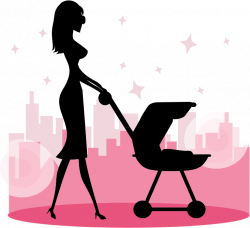 Clipart - Woman With Baby Carriage Silhouette