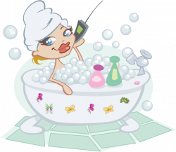 Clipart - Woman Talking On The Phone In A Bubble Bath