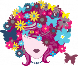 Clipart - Floral Butterfly Hair Woman