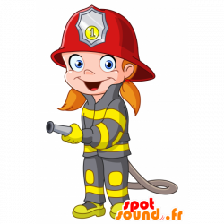 Purchase Mascot female firefighter. firefighter mascot in 2D / 3D ...