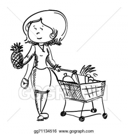 Vector Clipart - Woman in shop chooses fruit . Vector ...