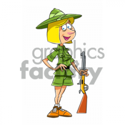 cartoon woman hunter clipart. Royalty-free clipart # 404149