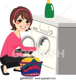 Vector Illustration - Woman washing machine. EPS Clipart ...