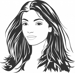Clipart - Woman With Long Hair Line Art
