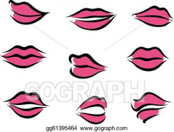 Vector Art - Woman lips in cartoon style. Clipart Drawing ...