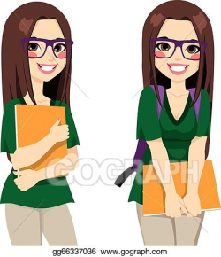 EPS Illustration - Cute nerdy girl student. Vector Clipart ...