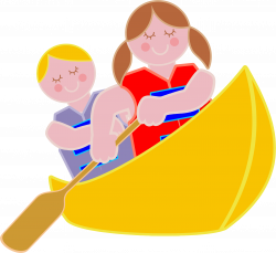 Clipart - Girl And Boy Rowing In Canoe
