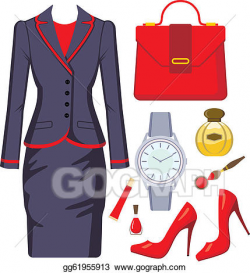 Vector Clipart - Fashion set from a female suit. Vector ...