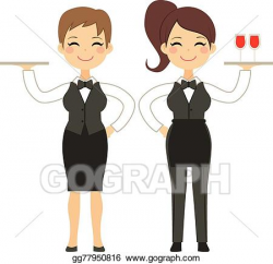 Vector Stock - Waitress woman working. Clipart Illustration ...
