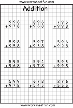 addition with regrouping worksheets...I LOVE that they are on grid ...
