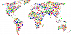 Clipart - Colorful Stars World Map