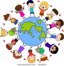 stock vector : multi-cultural children holding hands ...