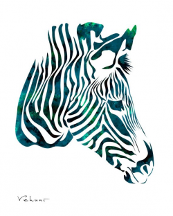 Blue zebra art, teal zebra print, zebra illustration ...
