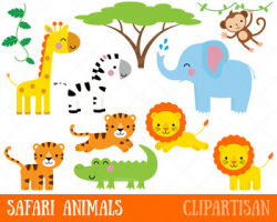 Safari Animals Clip Art | Jungle Animals | African Animals | Lion | Zebra