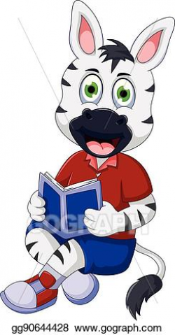 Vector Art - Cute zebra cartoon reading book. Clipart ...