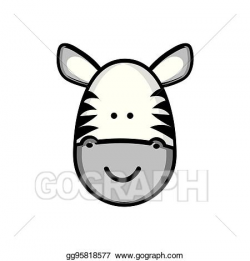 Vector Clipart - Colorful picture face cute zebra animal ...