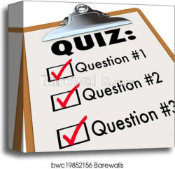 Quiz Word Clipboard Three Questions Answers Test Evaluation canvas print