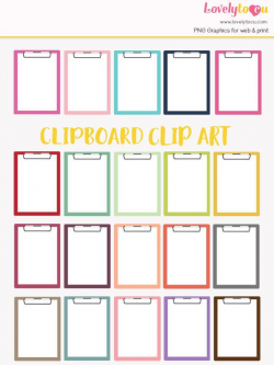 Clipboard rainbow clip art collection, 20 shades, blank clipboard sign,  business design graphics, commercial use digital png (LC40)